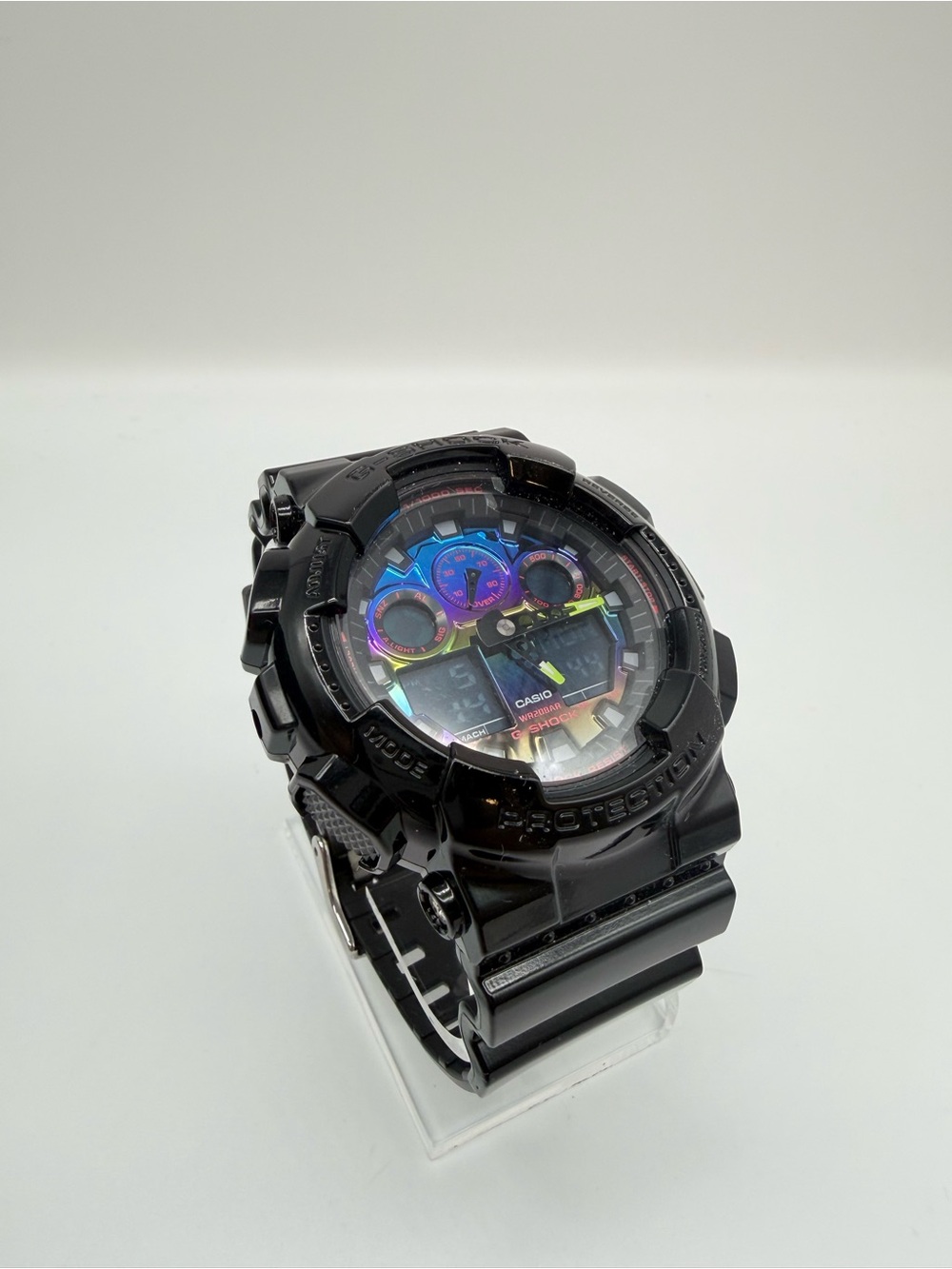 Casio G-Shock GA-100RGB-1A Virtual Rainbow Watch Store Demo w/ Tin